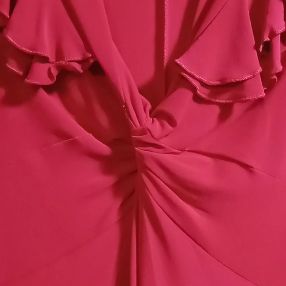 Sere Nade Red V Neck Knot and Ruffle Dress L - Picture 4 of 5